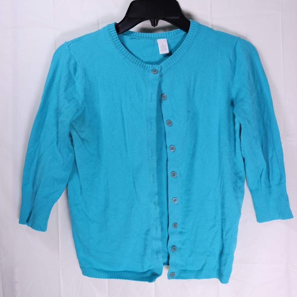 Blue Teal Cropped Cardigan